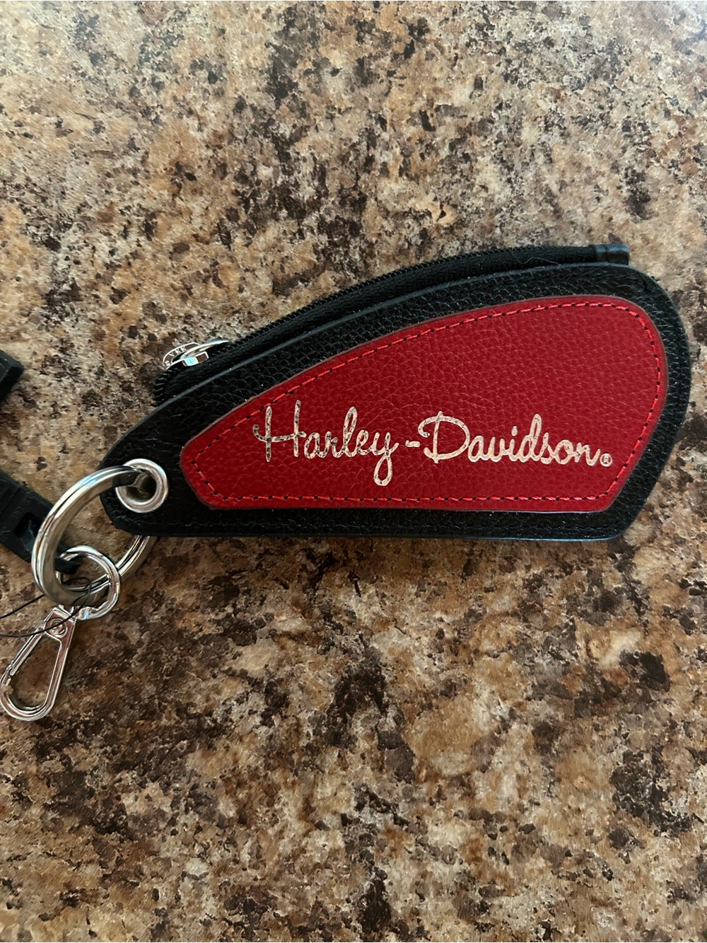 Harley-Davidson Burgundy & Black Key Chain/Coin Purse